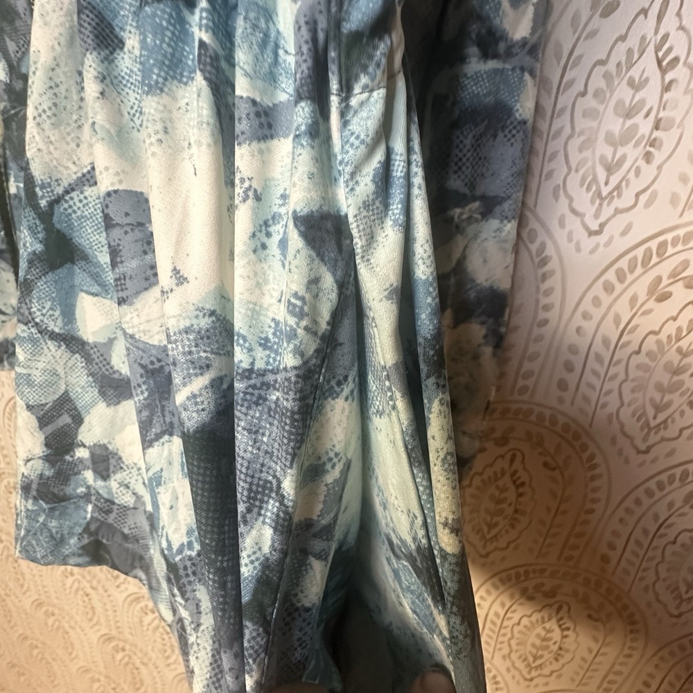 LuLaRoe Jackie Jacket Women's Size Large‎ Watercolor Blue Zip Up Hood Pockets - Picture 5 of 6